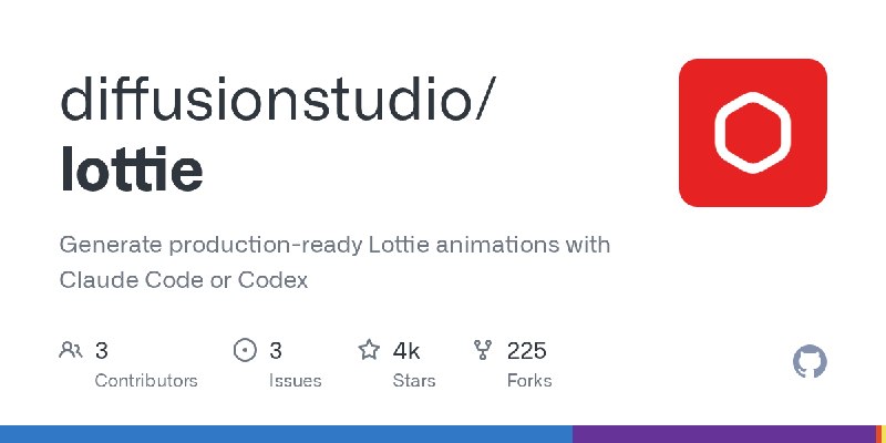 GitHub - diffusionstudio/lottie: Generate production-ready Lottie animations with Claude Code or Codex