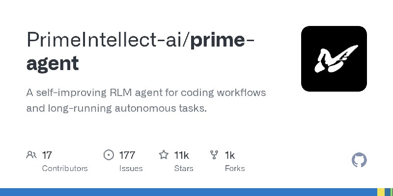 GitHub - PrimeIntellect-ai/prime-agent: A self-improving RLM agent for coding workflows and long-running autonomous tasks.