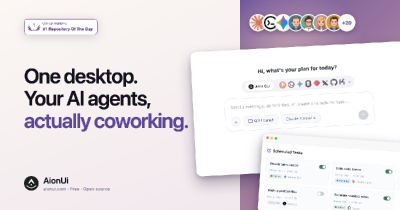 AionUi — One desktop. Your AI agents, actually coworking.