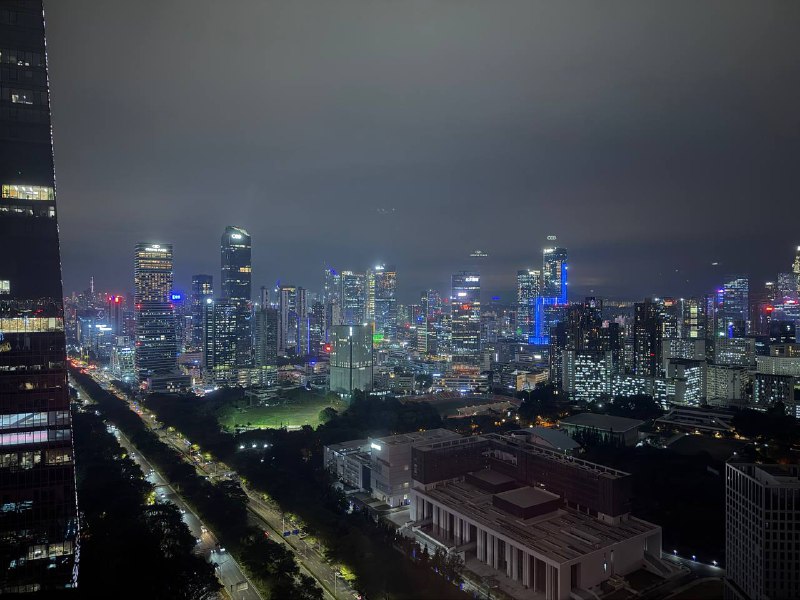 你看外面灯火通明，像不像棵圣诞树