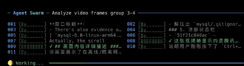 让 kimi code 启用 swarm 复盘一下今天的部署操作全部录屏，把踩坑全过程整理个信创部署文档原来这才是 kimi 的 coding plan 的正确打开方式，之前一直嫌弃模型太烂一直用不完
