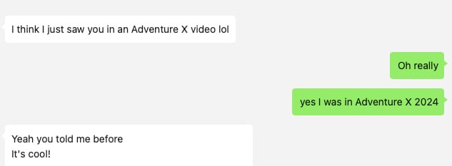 两个月前在 Google office meetup 认识的法国老哥居然在 Adventure X 的宣传片里认出我了，感动🥺